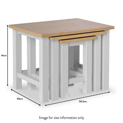 Farro Grey Nest of 3 Tables - Painted with Oak Top - Fully Assembled By Roseland Furniture