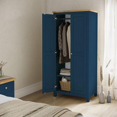 Farro Navy Blue Double Full Hanging Wardrobe - By Roseland Furniture