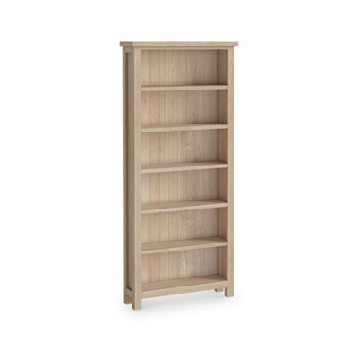 Farro Washed Oak 6 Tier Large Bookcase - By Roseland Furniture