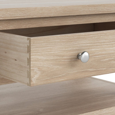 Farro Washed Oak 85cm Large Coffee Table with Drawer and Shelf - By Roseland Furniture