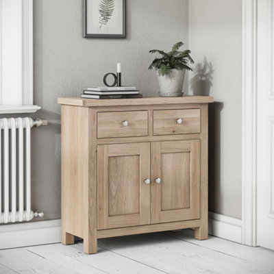 Farro Washed Oak Mini Sideboard Cabinet Fully Assembled - By