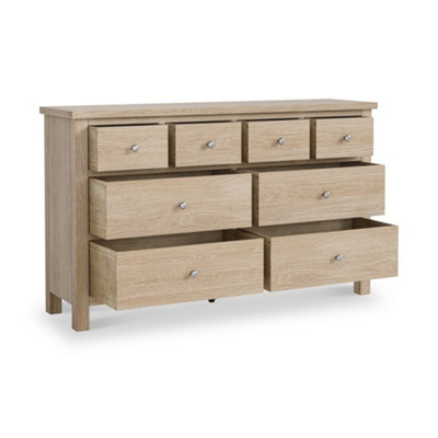 Farro Washed Oak XL 8 Drawer Chest Fully Assembled - By Roseland