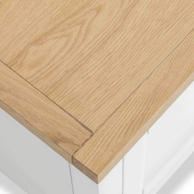 Farro White 85cm Coffee Table with Drawer - Painted with Oak Top - By Roseland Furniture