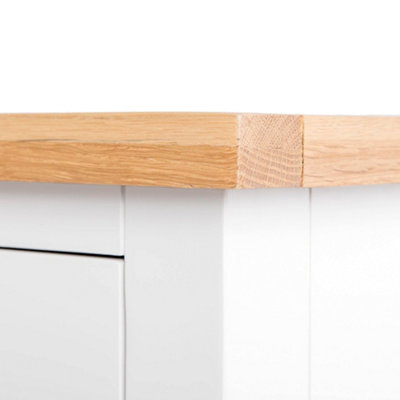 Farro White Console Table with Drawer - Painted with Oak Top - By Roseland Furniture