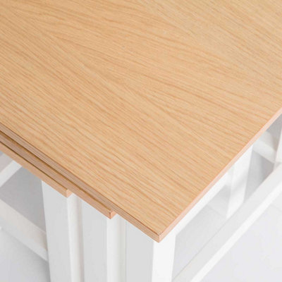 Farro White Nest of 3 Tables - Painted with Oak Top - Fully Assembled By Roseland Furniture