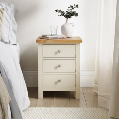 Farro XL Cream Bedside Table Fully Assembled - By Roseland Furniture