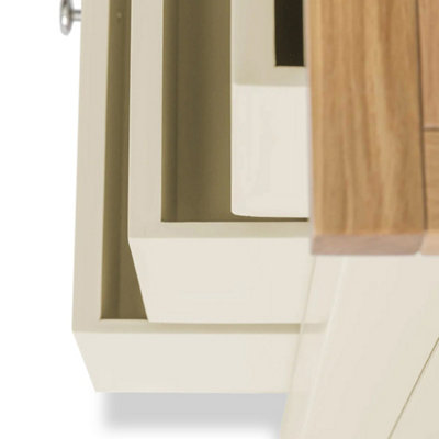 Farro XL Cream Bedside Table Fully Assembled - By Roseland Furniture