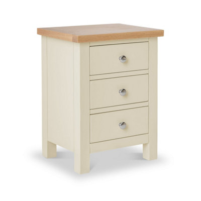 Farrow Cream Bedside Table - Fully Assembled 3 Drawer Cabinet - By Roseland Furniture