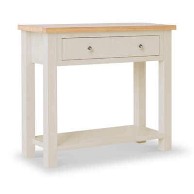 Farrow Cream Console Table with Drawer - Painted with Oak Top - By Roseland Furniture