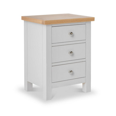 Farrow Grey Bedside Table - Fully Assembled 3 Drawer Cabinet - By Roseland Furniture