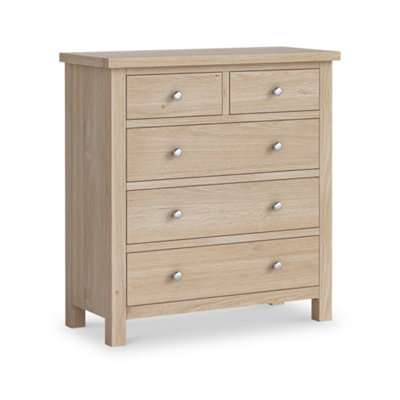 Farrow Washed Oak 2 over 3 Chest of Drawers Fully Assembled -  By Roseland Furniture