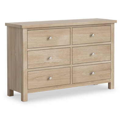 Farrow Washed Oak 6 Drawer Chest Fully Assembled - By Roseland Furniture