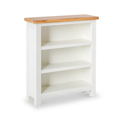 Farrow White 3 Tier Small Bookcase - Painted with Oak Top - By Roseland Furniture