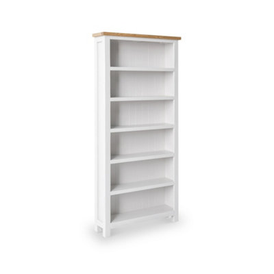 Farrow White 6 Tier Large Bookcase - Painted with Oak Top - By Roseland Furniture