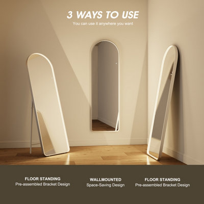 FASCINATE Arched Full Length Illuminated Hollywood Mirror 160x50cm - Freestanding Wall Mountable