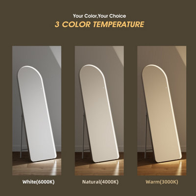 FASCINATE Arched Full Length Illuminated Hollywood Mirror 160x50cm - Freestanding Wall Mountable