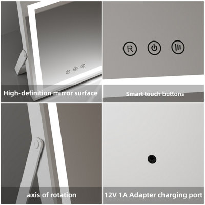 FASCINATE Hollywood Tabletop Vanity Mirror Dimmable 3-Colour Modern Strip LED 25x30cm