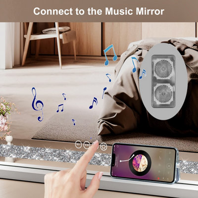 FASCINATE Hollywood Vanity Makeup Mirror Crushed Diamonds Modern Strip LED Bluetooth Large 58x48cm