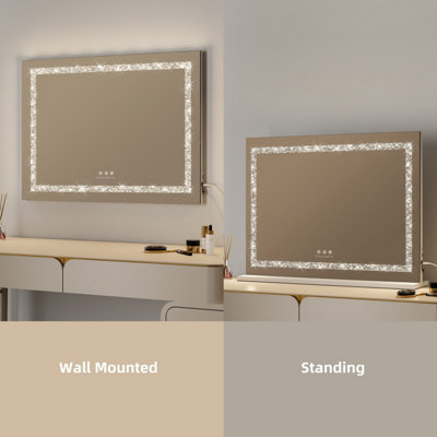 FASCINATE Hollywood Vanity Mirror Crushed Diamond LED Strip Dimmable Xtra Large 80x60cm