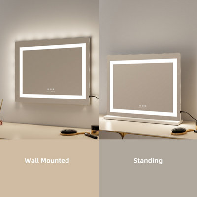 FASCINATE Hollywood Vanity Mirror Dimmable Modern Strip LED Large 58x46cm with Bluetooth