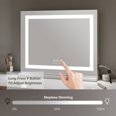 FASCINATE Hollywood Vanity Mirror Dimmable Modern Strip LED Large 58x46cm with Bluetooth