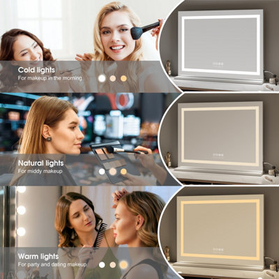 FASCINATE Hollywood Vanity Mirror Xtra Large 18 Dimmable LED 80x60cm  Bluetooth Beauty Makeup