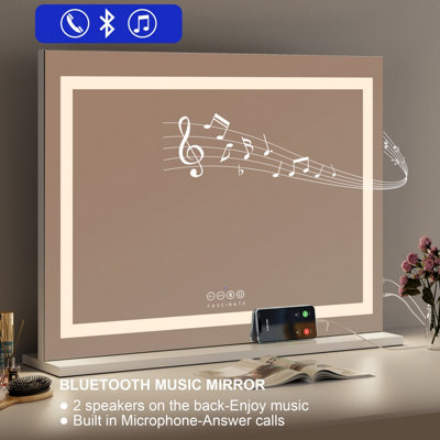 FASCINATE Hollywood Vanity Mirror Xtra Large 18 Dimmable LED 80x60cm  Bluetooth Beauty Makeup