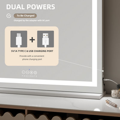 FASCINATE Hollywood Vanity Mirror Xtra Large 18 Dimmable LED 80x60cm  Bluetooth Beauty Makeup