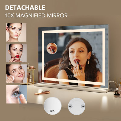 FASCINATE Hollywood Vanity Mirror Xtra Large 18 Dimmable LED 80x60cm  Bluetooth Beauty Makeup