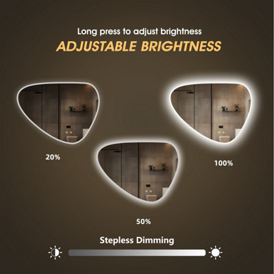FASCINATE Irregular LED Mirror - Tempered Glass & Anti-Fog - 80x60cm