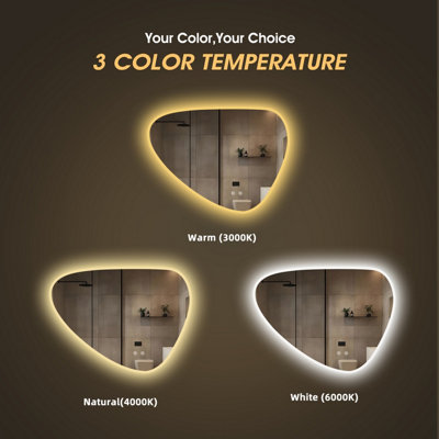 FASCINATE Irregular LED Mirror - Tempered Glass & Anti-Fog - 80x60cm