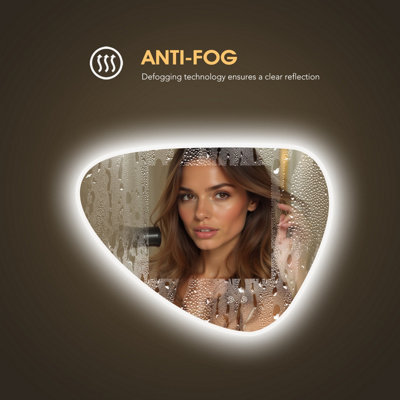 FASCINATE Irregular LED Mirror - Tempered Glass & Anti-Fog - 80x60cm