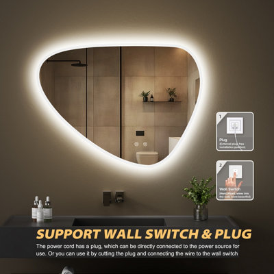 FASCINATE Irregular LED Mirror - Tempered Glass & Anti-Fog - 80x60cm