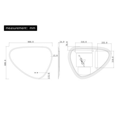 FASCINATE Irregular LED Mirror - Tempered Glass & Anti-Fog - 80x60cm
