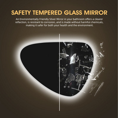 FASCINATE Irregular LED Mirror - Tempered Glass & Anti-Fog - 80x60cm