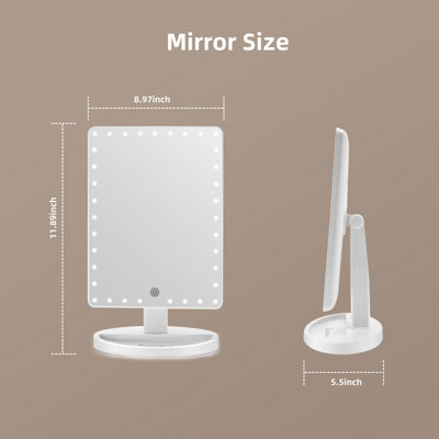 FASCINATE Large LED Lighted Makeup Mirror with 35 LEDs, 360 Swivel Touch Control Mirror for Bedroom