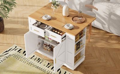 FASCINATE MATTEO MOBILE KITCHEN ISLAND WITH FOLDABLE WORKTOP