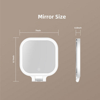 FASCINATE Portable LED Travel Makeup Mirror 10X Magnification Rechargeable 3 Color LED Dimmable (White)