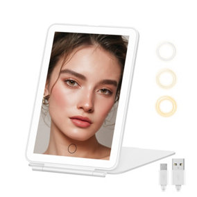 FASCINATE Portable USB Vanity Mirror with 3 Color 72 LED Lighting,Touch Sensor Dimming