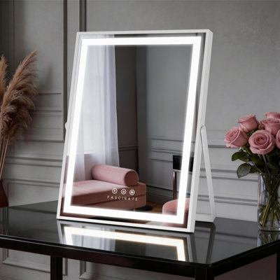 FASCINATE Professional Hollywood Mirror 30x48cm Modern Strip LED Vanity Mirror Department Store Luxury Makeup Station White