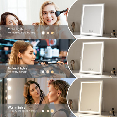 FASCINATE Professional Hollywood Mirror 30x48cm Modern Strip LED Vanity Mirror Department Store Luxury Makeup Station White