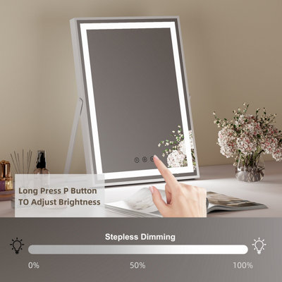 FASCINATE Professional Hollywood Mirror 30x48cm Modern Strip LED Vanity Mirror Department Store Luxury Makeup Station White
