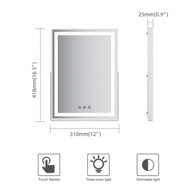 FASCINATE Professional Hollywood Mirror 30x48cm Modern Strip LED Vanity Mirror Department Store Luxury Makeup Station White