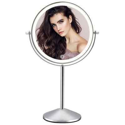 Fascinate Rechargeable 20cm Lighted Makeup Mirror with 3 Colour Lights, 1x/10x Magnification, Touch Dimming, 360 degrees Rotation