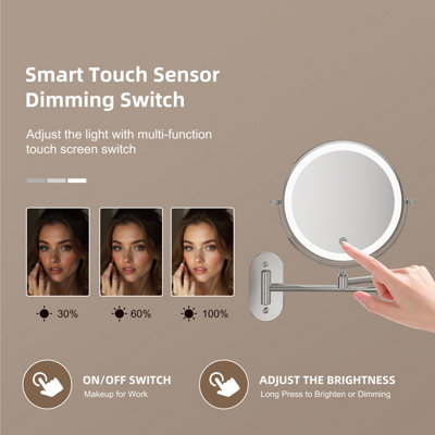 LED Vanity Light – 12.2 Inch, 6000K Daylight, Rechargeable, Dimmable, Cordless, With 1000mAh Battery, For Makeup, Bathroom Mirror, Bedroom (White)