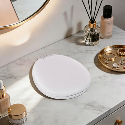 FASCINATE Rechargeable LED Portable Travel Makeup Mirror - 10X Magnification Hollywood Mirror, 3 Color Modes, Beautiful White