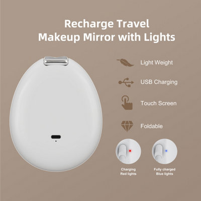 FASCINATE Rechargeable LED Portable Travel Makeup Mirror - 10X Magnification Hollywood Mirror, 3 Color Modes, Beautiful White
