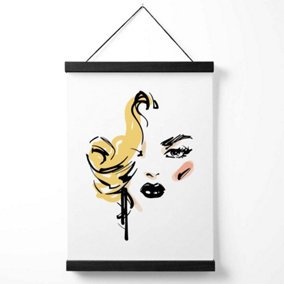 Fashion Face Pen and Ink Sketch Medium Poster with Black Hanger