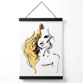 Fashion Girl Pen and Ink Sketch Medium Poster with Black Hanger