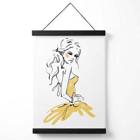 Fashion Woman Pen and Ink Sketch Medium Poster with Black Hanger